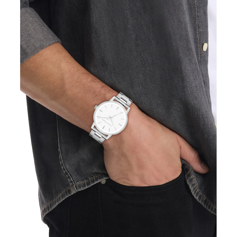 Men Ck Linked White Watch - Image 4