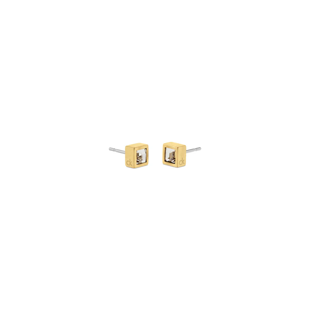 Men Ck Essential Links Gold Earring - Image 2