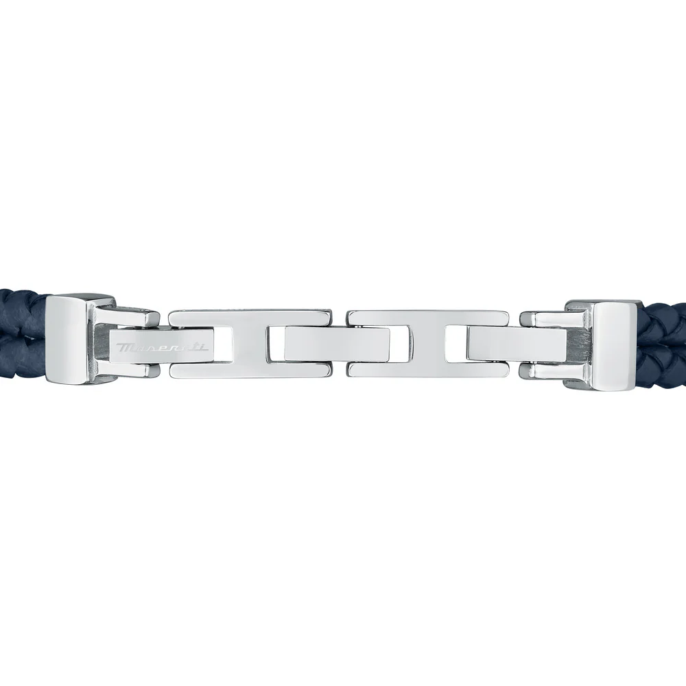 Men Recycled Leather Blue Bracelet - Image 3