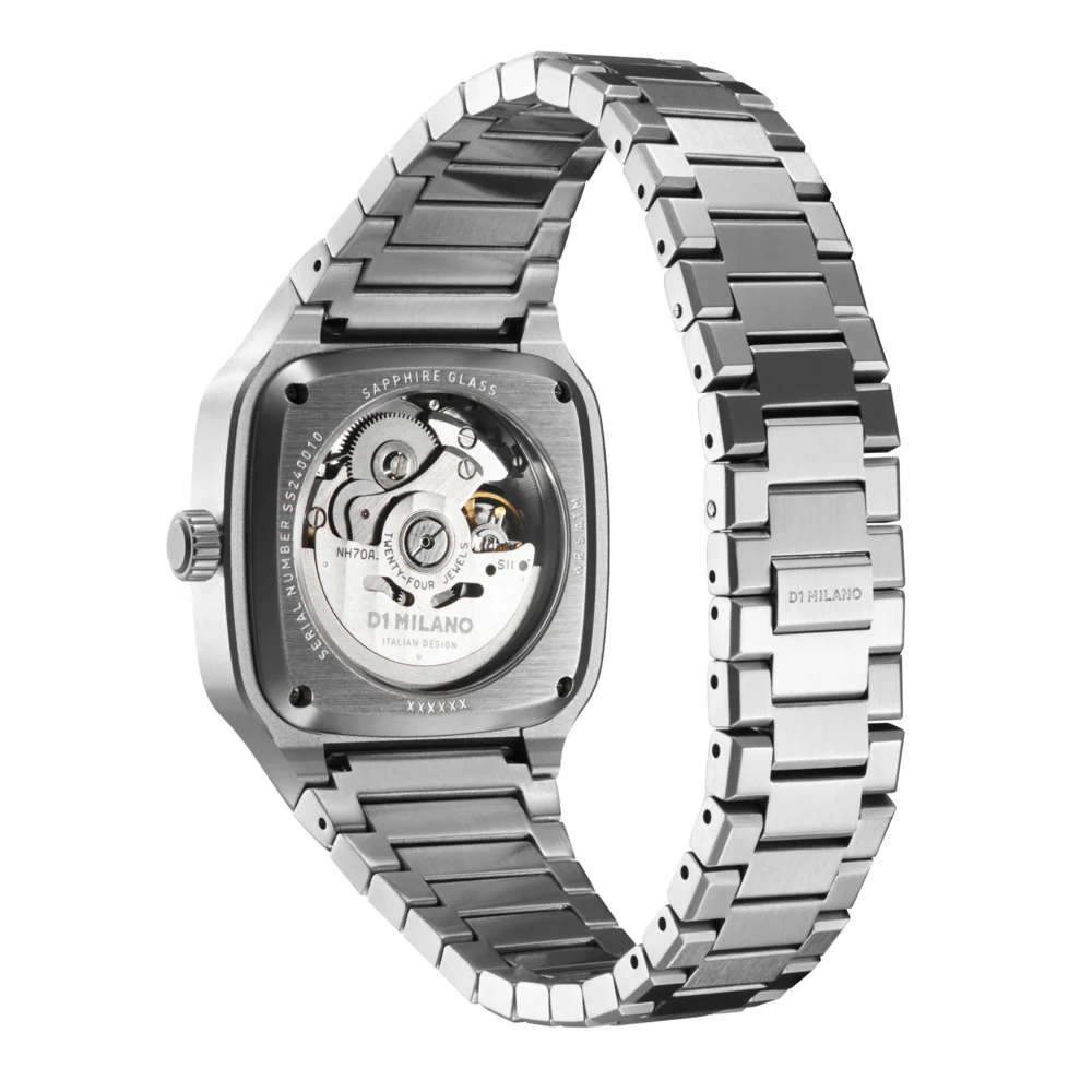 Men Square Skeleton Silver Watch - Image 4