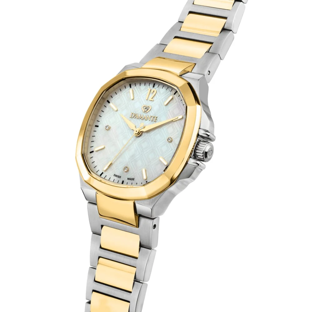 Women Faceted Two Tone Watch - Image 2